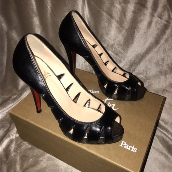 Christian Louboutin Peep Toe Leather Pumps - Picture 5 of 7